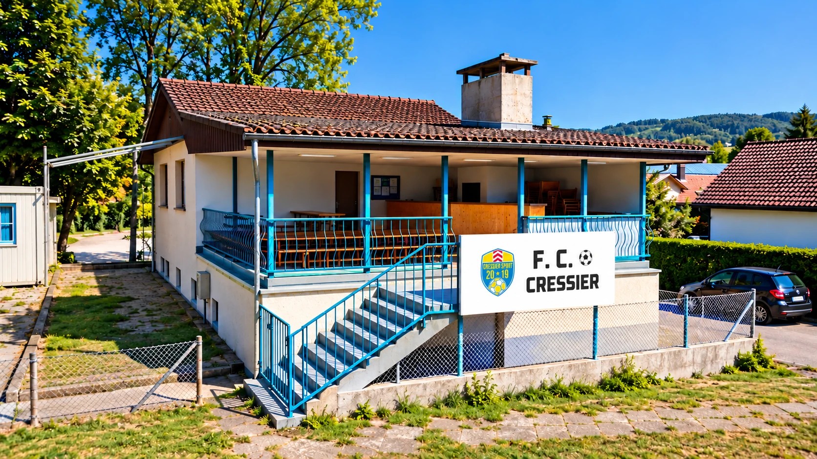 Le clubhouse et la buvette du FC Cressier